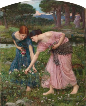 ジョン・ウィリアム・ウォーターハウス Painting - バラのつぼみを集めなさい そうするうちに 1909 年 ギリシャ人女性 ジョン・ウィリアム・ウォーターハウス